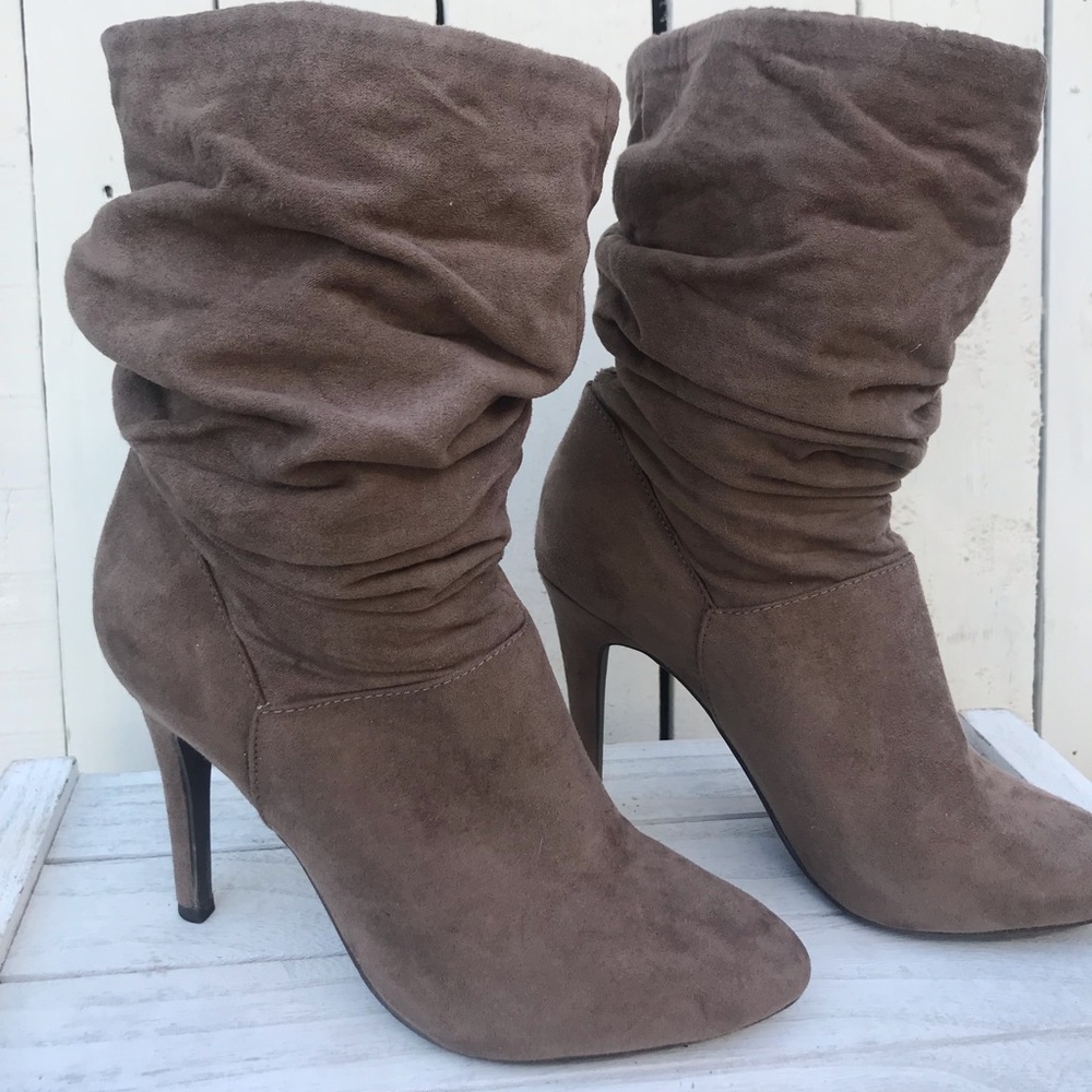 Suede Heeled Boots - size 5.5